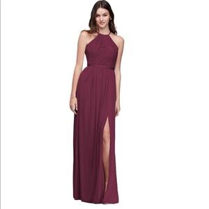 Lace halter bridesmaid dress